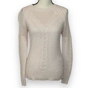 Banana Republic Pink Cotton/Wool/Mohair Cable Knit Sweater-XS